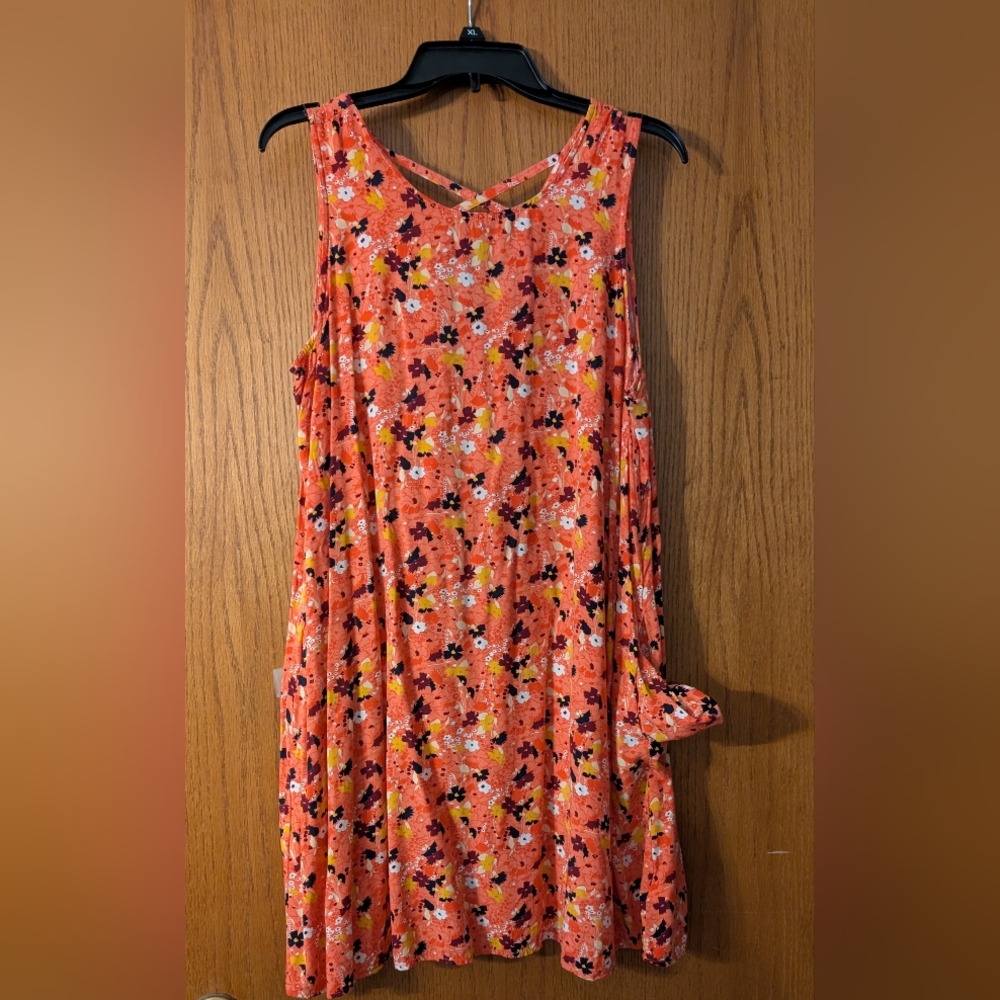 GAP Floral Midi Dress - Orange and Black Large Ladies With Pockets!